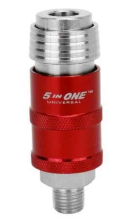 Milton 5 In ONE™ Universal Safety Exhaust Quick-Connect Industrial Coupler, 1/4" Male NPT Single 3 Milton 5 In ONE™ Universal Safety Exhaust Quick-Connect Industrial Coupler, 1/4" Male NPT Single