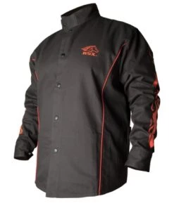 Black Stallion BSX® Contoured FR Cotton Welding Jacket, Black with Red Flames