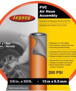 Legacy HL23850FO2-A02 3/8"x50' 200 PSI PVC Air Hose -Tools Sales 17650030 3 1