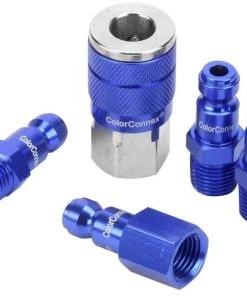 ColorConnex Coupler and Plug Kit (5 Piece), Industrial Type C, 1/4 in. NPT, Blue