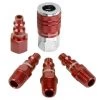 ColorConnex Coupler & Plug Kit (5 Piece), Industrial Type D, 1/4 in. NPT, Red -Tools Sales 17650265