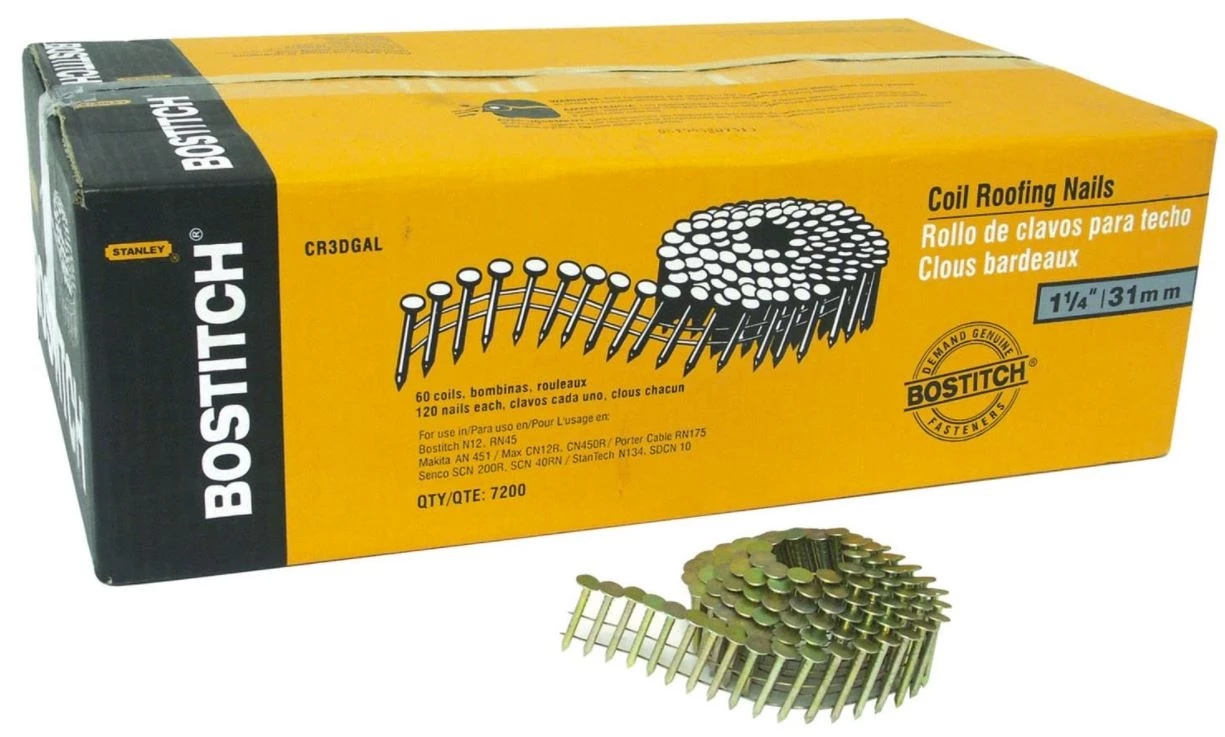 Bostitch 1-Inch 15 Degree Smooth Shank Coil Roofing Nails 3 Bostitch 1-Inch 15 Degree Smooth Shank Coil Roofing Nails