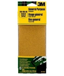 3M General Purpose Sanding Sheets - 3 2/3 in x 9 in - Assorted grit - 6/pk