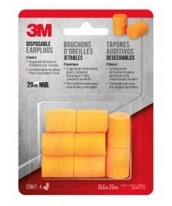 3M Disposable Foam Orange Ear Plugs, 4 Pack
