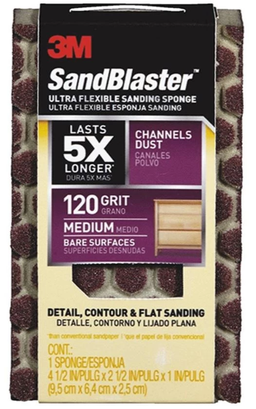 3M SandBlaster Ultra Flexible Medium Sanding Sponge, 4-1/2″ x 2-1/2″ x 1″ 5 3M SandBlaster Ultra Flexible Medium Sanding Sponge, 4-1/2″ x 2-1/2″ x 1″ - Image 3