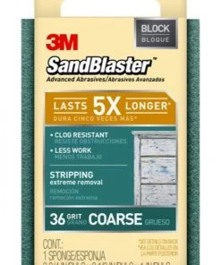 3M SandBlaster Sanding Sponge, 3-3/4″ x 2-1/2″ x 1″ -Tools Sales 3792263 36 1