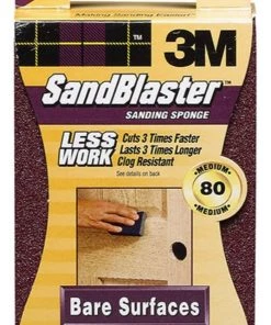 3M SandBlaster Sanding Sponge, 3-3/4″ x 2-5/8″ x 1″ -Tools Sales 3792289 80 1