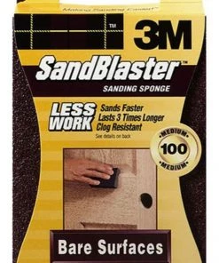 3M SandBlaster Sanding Sponge, 3-3/4″ x 2-5/8″ x 1″