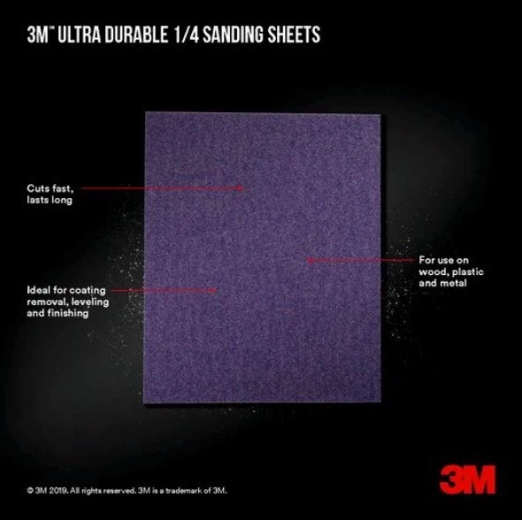 3M Ultra Durable Power Sanding 1/4 Sheet, 4.5 in x 5.5 in 5 3M Ultra Durable Power Sanding 1/4 Sheet, 4.5 in x 5.5 in - Image 3
