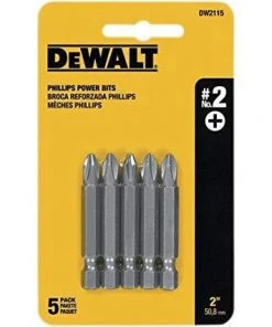 DeWalt #2 Phillips 2" Insert Bit Tips, 5 Pack
