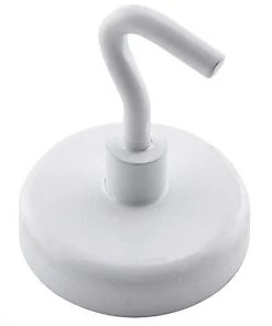 Master Magnetics 1-1/2" Dia. White Enamel Magnetic Hook, 14 lb. (2-Pack)