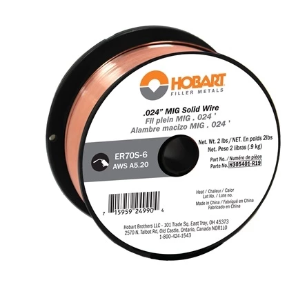 Hobart ER 70S-6 Carbon Steel Solid Wire .024 - 2 lb. Spool, H305401-R19 3 Hobart ER 70S-6 Carbon Steel Solid Wire .024 - 2 lb. Spool, H305401-R19