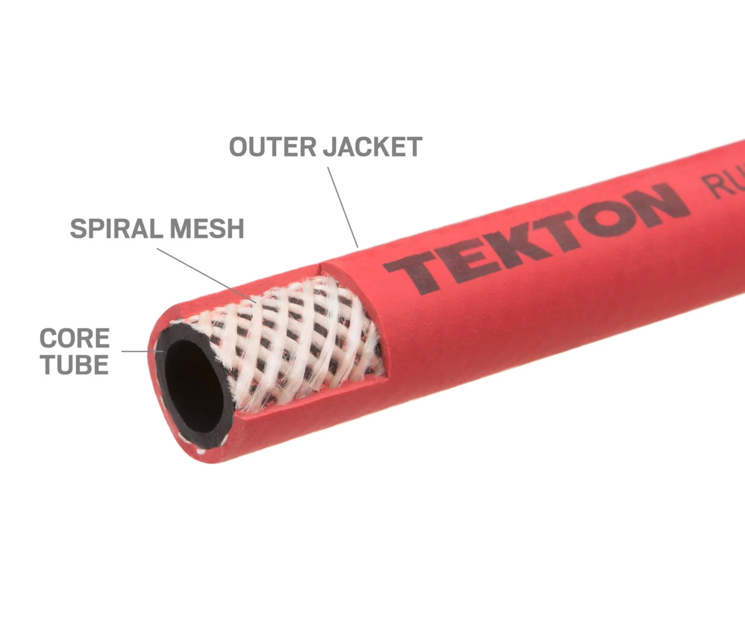 TEKTON 3' x 3/8" I.D. Rubber Lead-In Air Hose (250 PSI) 5 TEKTON 3' x 3/8" I.D. Rubber Lead-In Air Hose (250 PSI) - Image 3