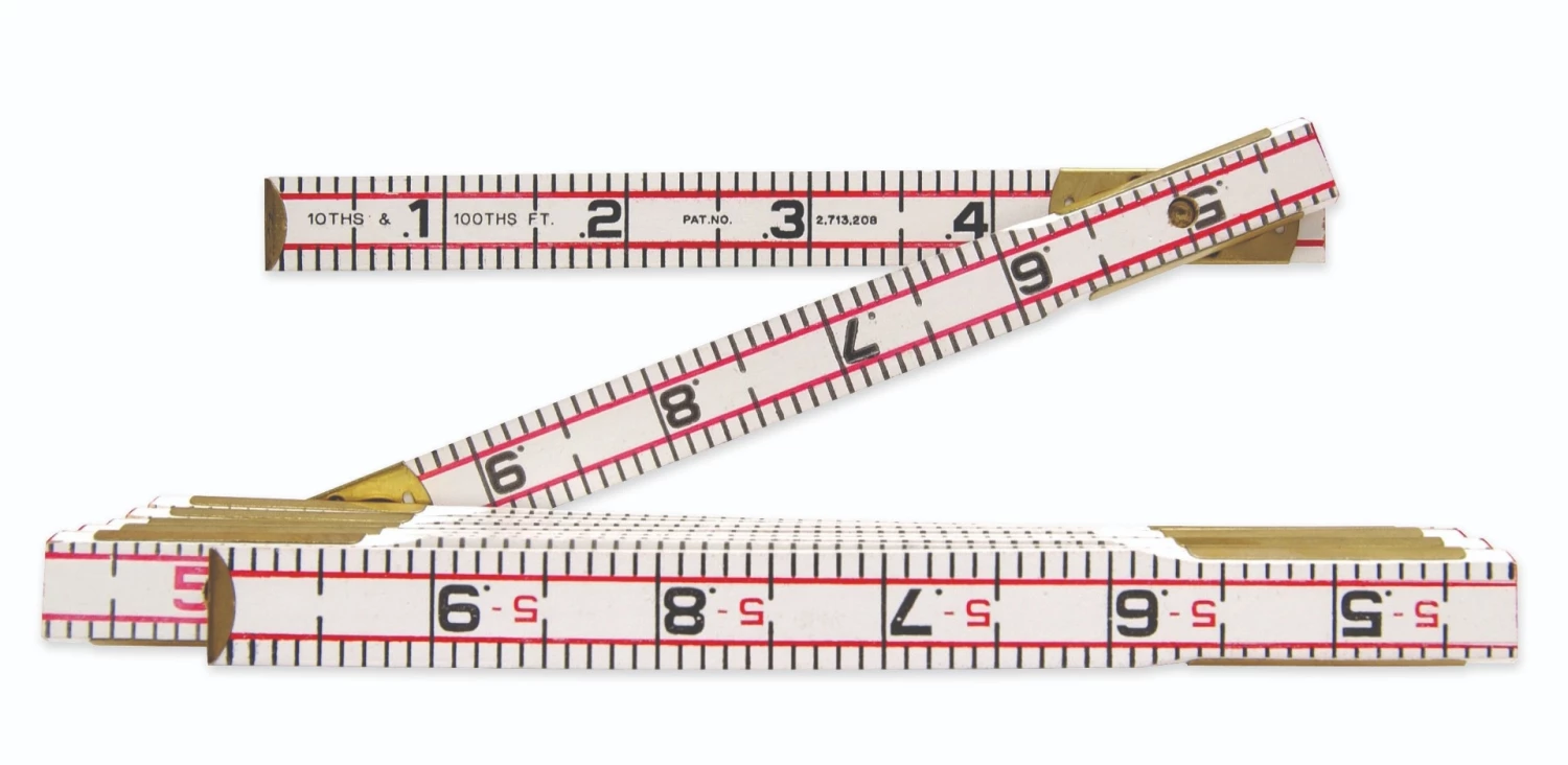 5/8" X 6' Red End Engineer's Scale Wood Rule - Folding 3 5/8" X 6' Red End Engineer's Scale Wood Rule - Folding