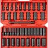 Tekton 1/2 Inch Drive Deep 6-Point Impact Socket Set, 45-Piece (5/16 - 1-1/4 in., 8-32 mm)